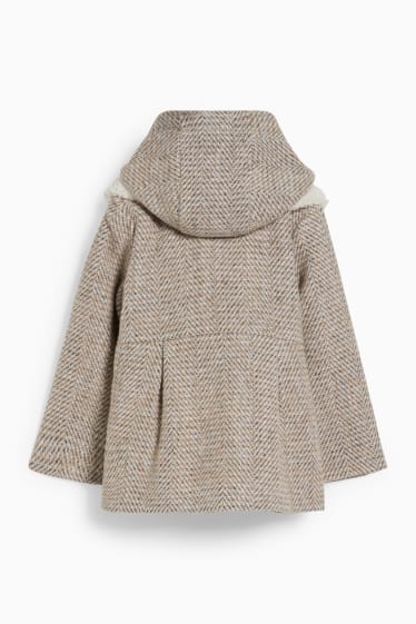 Kinderen - Set - jas met capuchon en sjaal van teddybont - 2-delig - beige