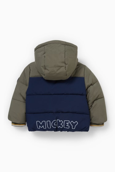 Miminka - Mickey Mouse - prošívaná bunda s kapucí pro miminka - tmavozelená/tmavomodrá