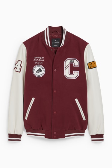 Men - CLOCKHOUSE - bomber jacket - bordeaux / white