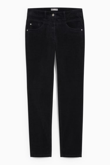 Donna - Pantaloni di velluto - vita media - slim fit - LYCRA® - nero