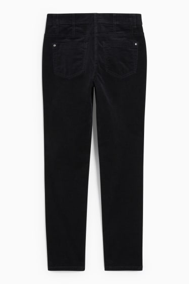 Donna - Pantaloni di velluto - vita media - slim fit - LYCRA® - nero