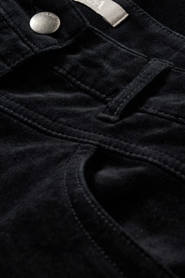 Dámské - Manšestrové kalhoty - mid waist - slim fit - LYCRA® - černá