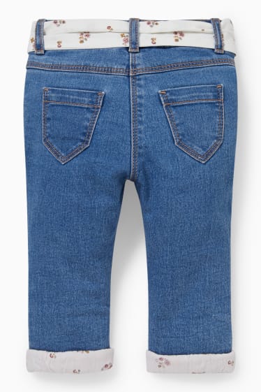 Neonati - Jeans termici neonati con cintura - jeans blu