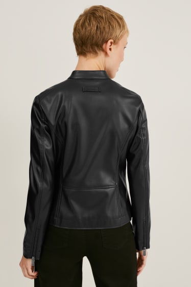 Femei - Jachetă - imitație de piele - negru