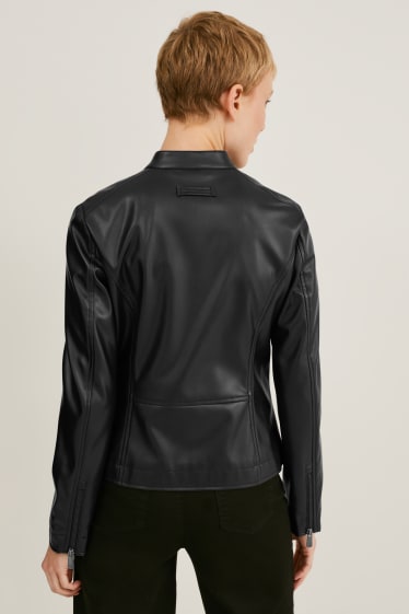 Damen - Jacke - Lederimitat - schwarz