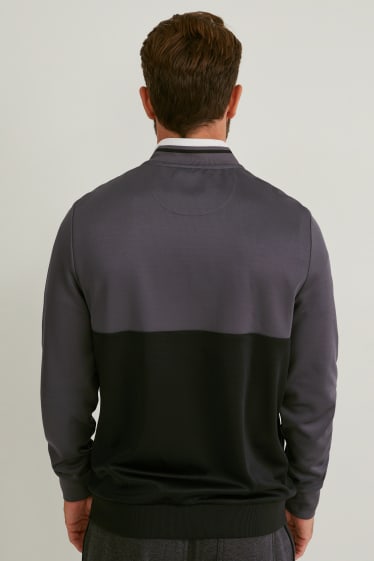 Hommes - Sweat zippé en molleton - noir / gris foncé