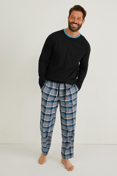 Men - Pyjamas with flannel bottoms - blue / black