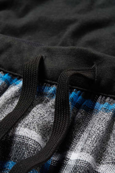 Herren - Pyjama mit Flanellhose - blau / schwarz