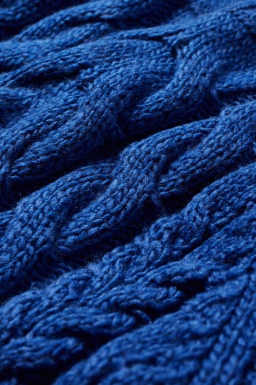 Femmes - Pull - motif tressé - bleu foncé