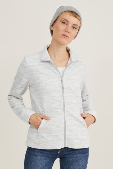 Damen - Fleecejacke - hellgrau-melange