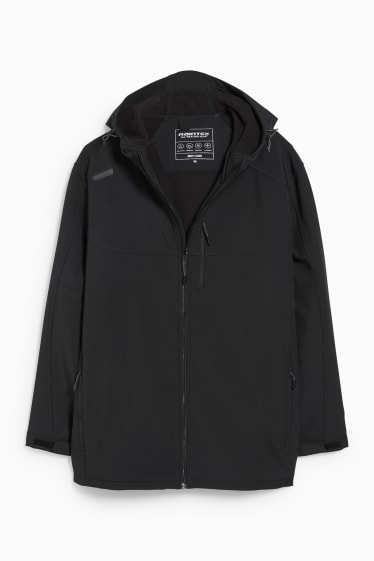Pánské - Softshellová bunda s kapucí - černá