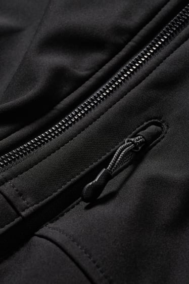 Men - Softshell jacket with hood - black
