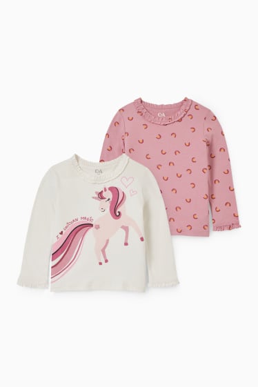 Kinderen - Set van 2 - longsleeve - crème wit