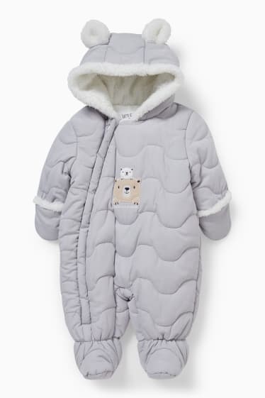 Babies - Baby snowsuit with hood - light gray