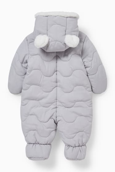 Babys - Baby-Schneeanzug mit Kapuze - hellgrau
