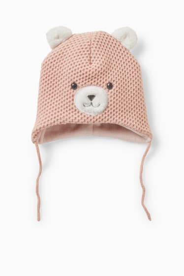 Babies - Knitted baby hat - apricot