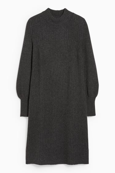 Women - Knitted cashmere dress - anthracite