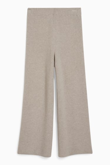 Dames - Broek van kasjmier - beige-mix