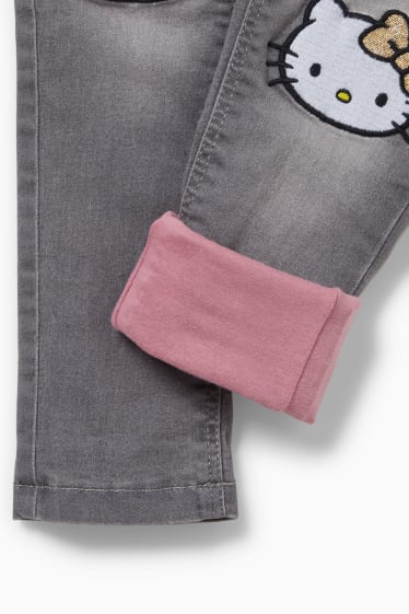 Kinderen: meisjes - Hello Kitty - regular jeans - thermojeans - jeansgrijs