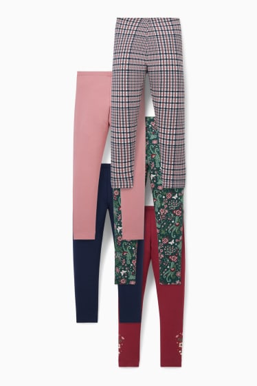 Bambini - Confezione da 5 - leggings termici - rosa / blu scuro