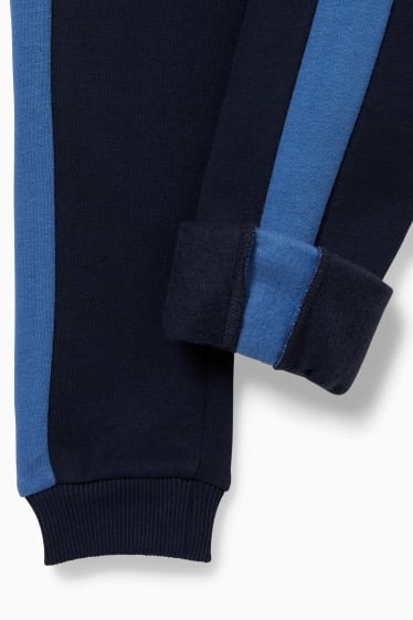 Niños: niños - Set - sudadera con capucha, camiseta de manga larga y pantalón de deporte - 3 piezas - azul oscuro