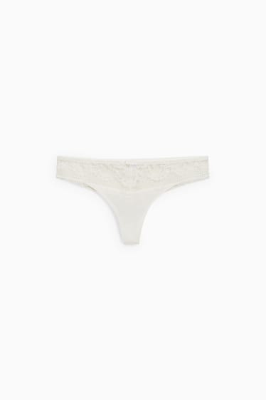 Femei - Chiloți tanga - LYCRA® - alb-crem