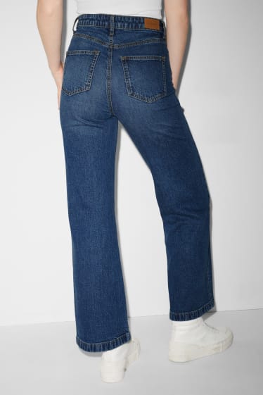 Femmes - CLOCKHOUSE - jean à jambes évasées - high waist - jean bleu