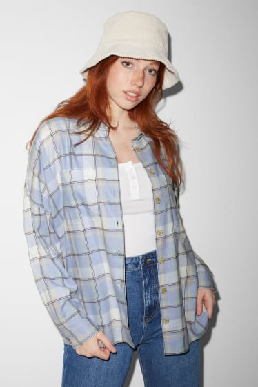 Teens & young adults - CLOCKHOUSE - flannel blouse - check - light blue