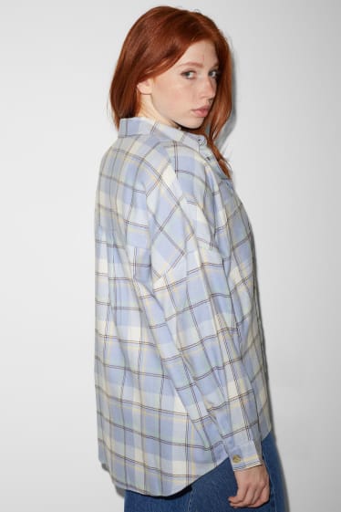 Teens & young adults - CLOCKHOUSE - flannel blouse - check - light blue