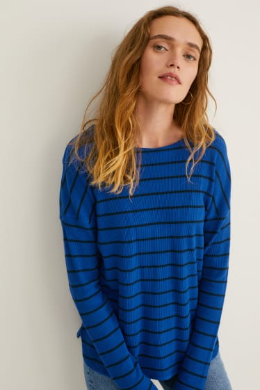 Damen - Basic-Langarmshirt - dunkelblau
