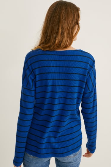 Mujer - Camiseta básica de manga larga - azul oscuro
