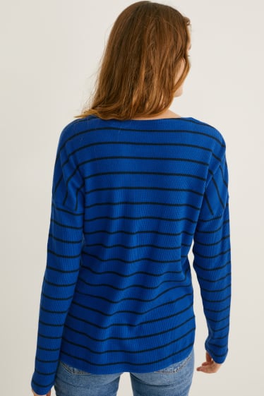 Dames - Basic-longsleeve - donkerblauw