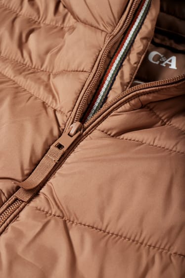 Women - Quilted gilet with hood - taupe