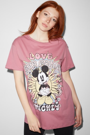 Femei - CLOCKHOUSE - tricou - LYCRA® - Mickey Mouse - roz închis