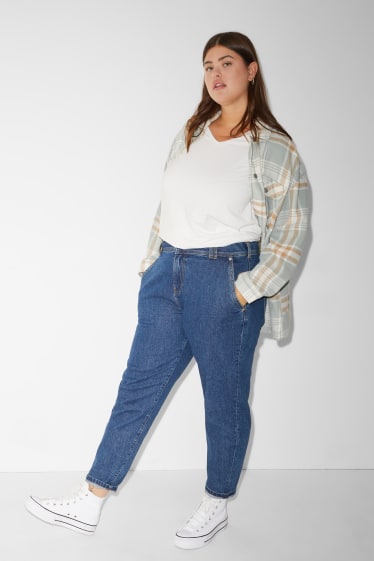 Dospívající a mladí - CLOCKHOUSE - mom jeans - high waist - džíny - modré