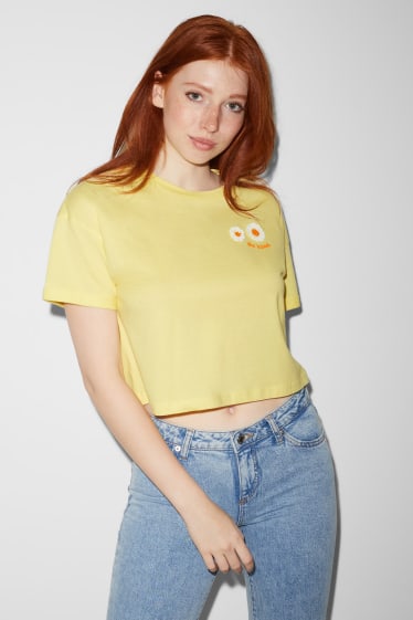Kobiety - CLOCKHOUSE - krótki T-shirt - żółty