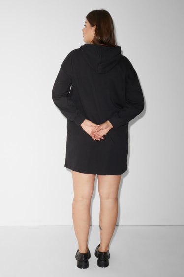 Dona - CLOCKHOUSE - vestit de punt de dessuadora amb caputxa - negre