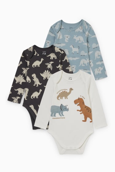Baby Buben - Multipack 3er - Baby-Body - blau / weiß