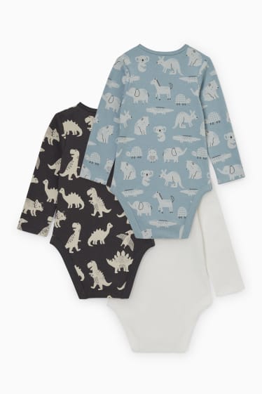 Baby Buben - Multipack 3er - Baby-Body - blau / weiß
