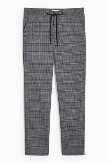 Heren - Pantalon - tapered fit - geruit - donkergrijs / lichtgrijs