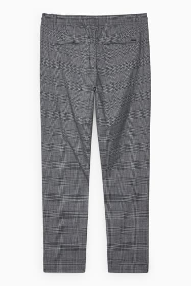 Men - Cloth trousers - tapered fit - check - dark gray / light gray