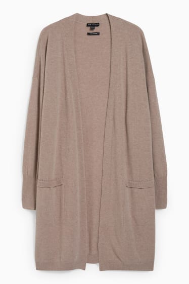 Damen - Kaschmir-Strickjacke - taupe