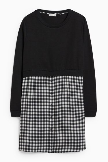 Dames - Zwangerschapssweatshirt - 2-in-1-look - zwart / wit