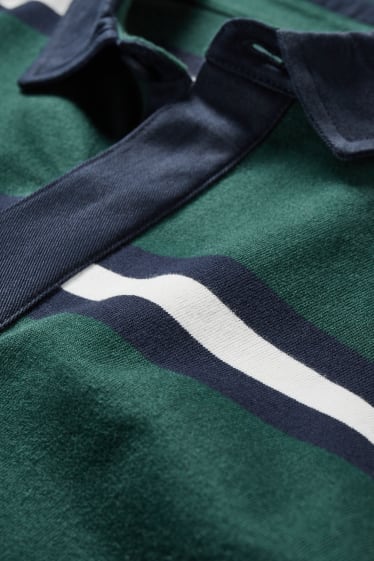 Men - Polo shirt - striped - dark green