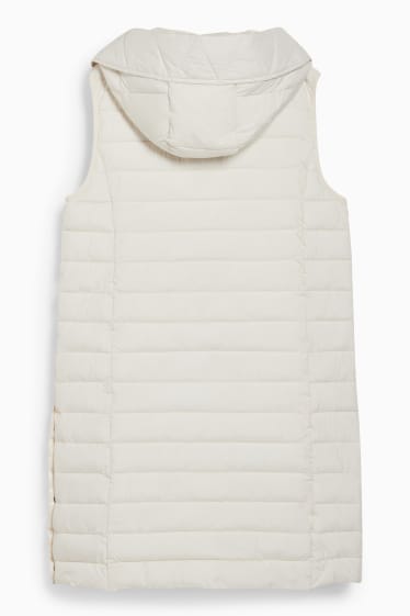 Women - Quilted gilet with hood - creme