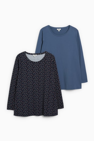 Femmes - Lot de 2 - hauts à manches longues - LYCRA® - bleu / bleu foncé