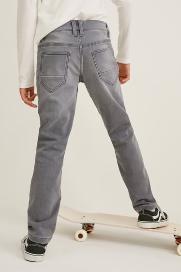 Kinderen - Slim jeans - thermojeans - jog denim - jeansgrijs