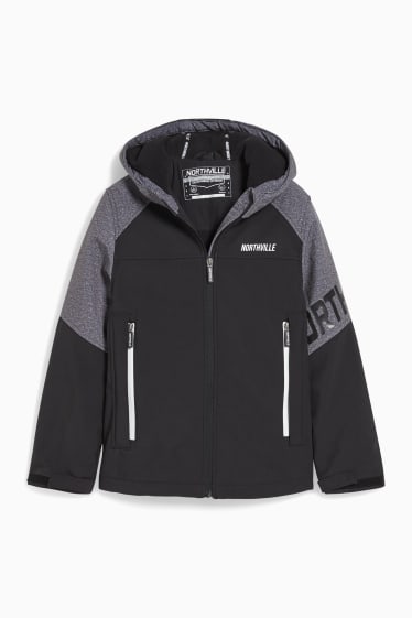 Children - Softshell jacket with hood - black