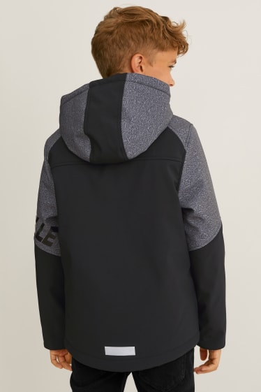 Niños - Chaqueta softshell con capucha - negro