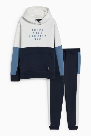 Nen - Talles esteses - conjunt - dessuadora amb caputxa i pantalons de xandall - 2 peces - blau fosc